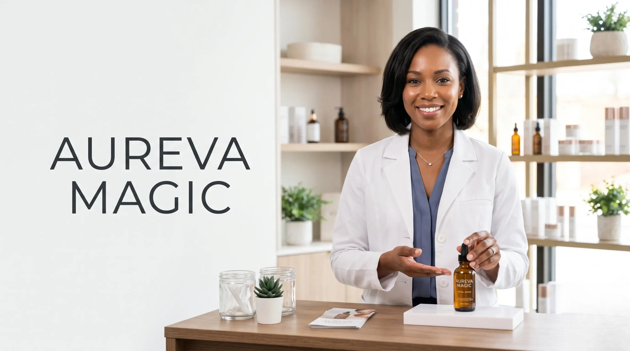 Expert dermatologue donnant son avis sur la gamme Aureva Magic.