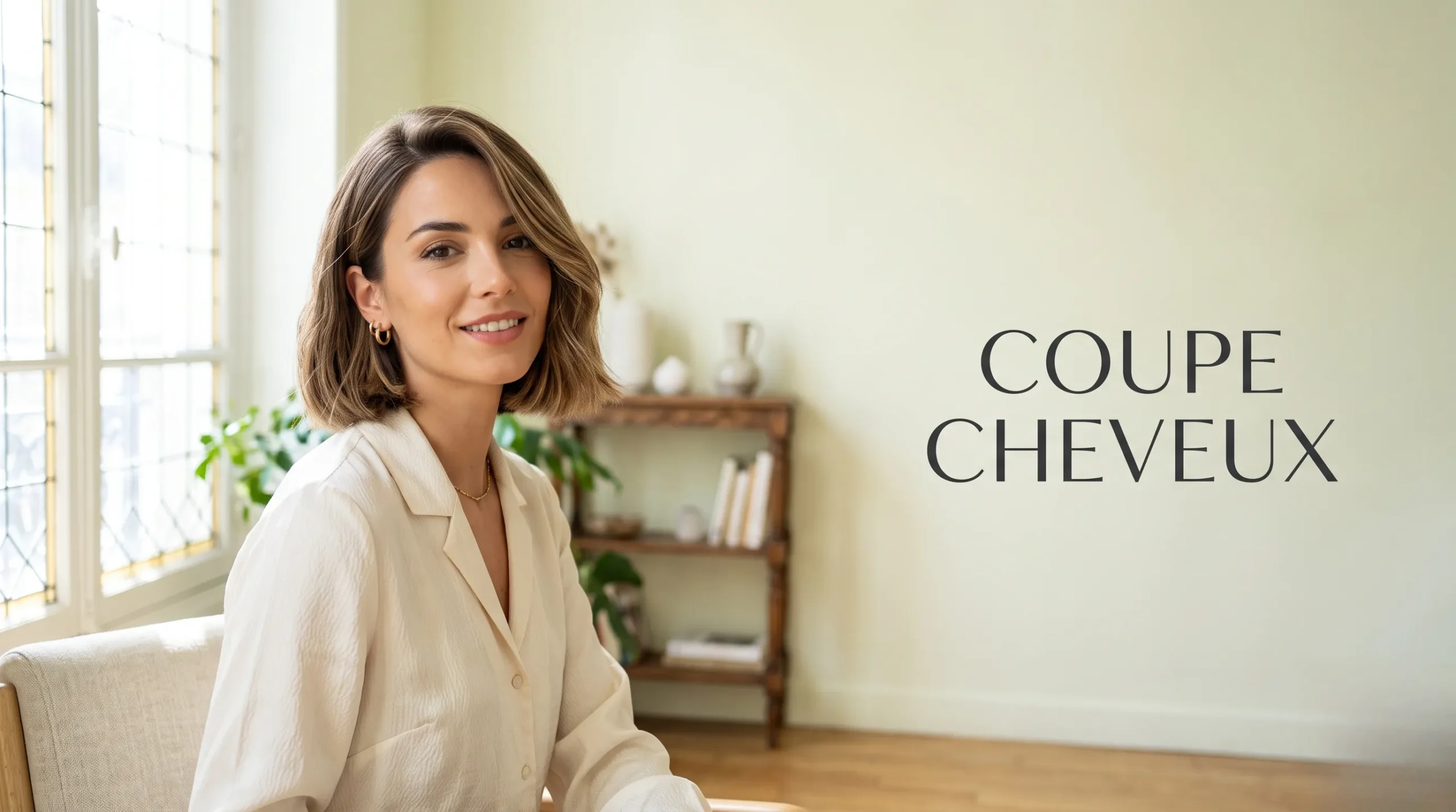 Une femme avec une coupe de cheveux élégante mettant en valeur ses traits.