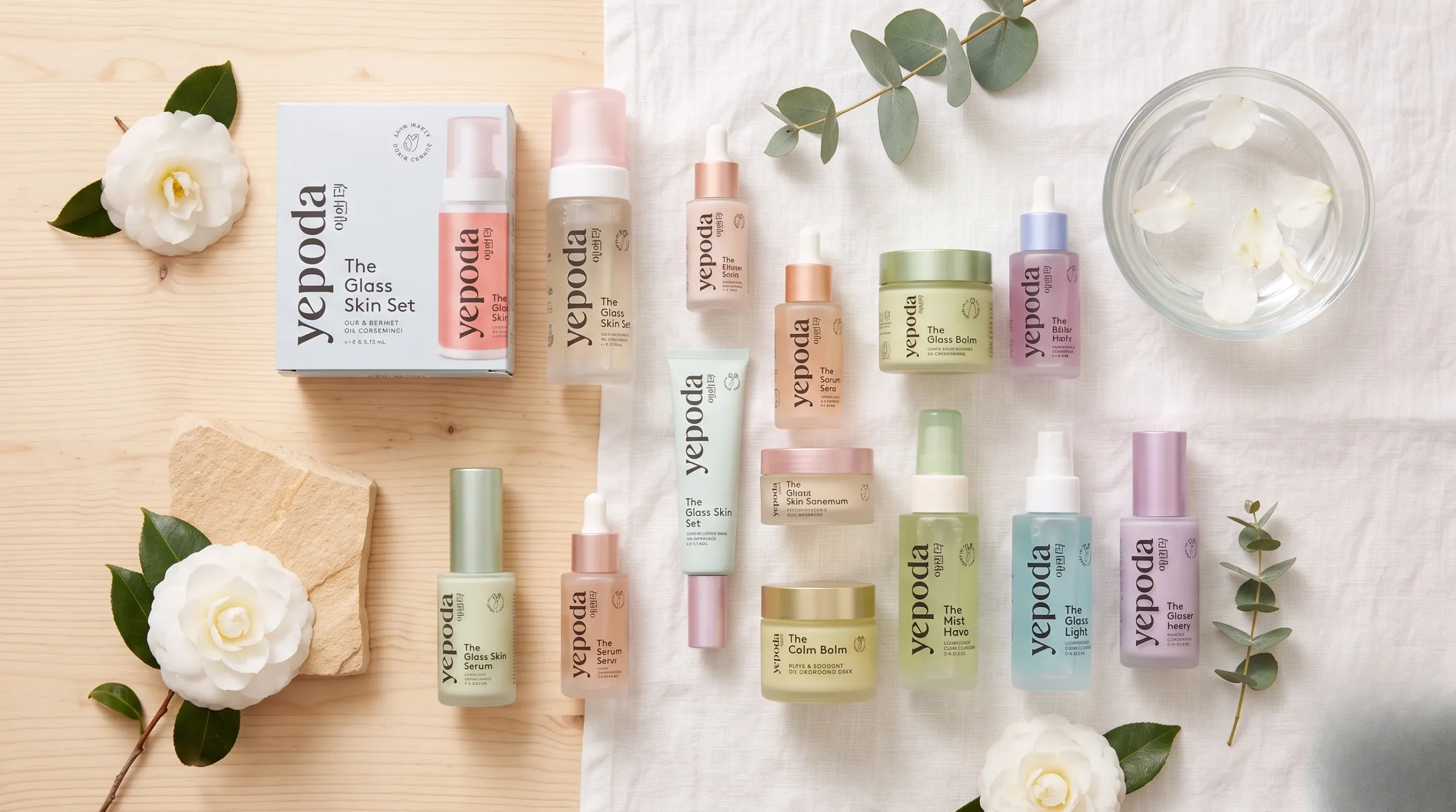 Produits de soin Yepoda présentés avec un style scandinave épuré. Yepoda avis dermatologue